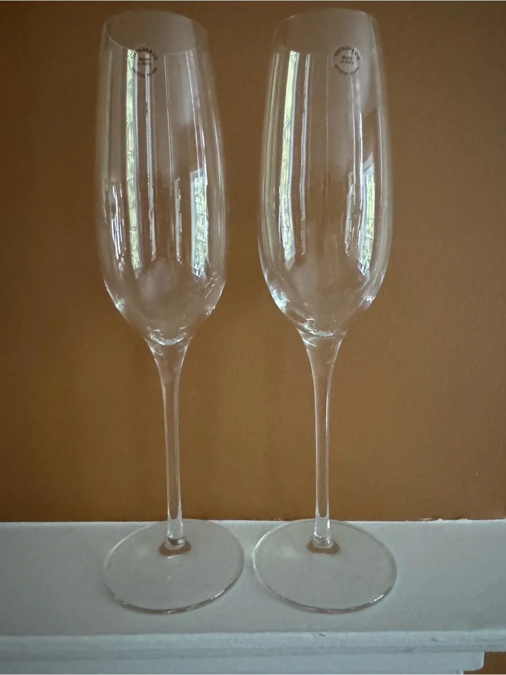 Tiffany Crystal Champagne Flutes - Pair